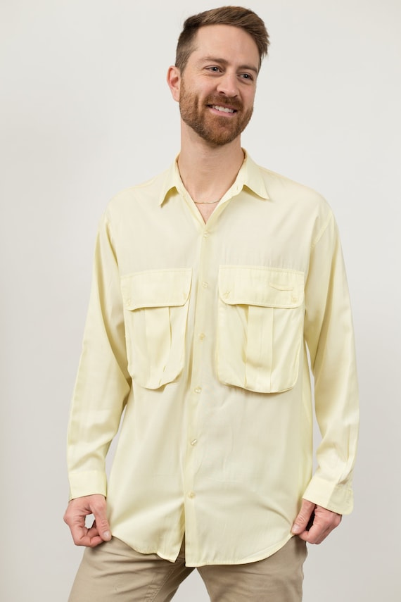 Vintage Yellow Shirt - Men's Medium Button Down Ye