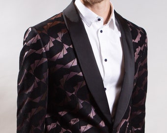 Mens 40" Geometric Metallic Sports Coat / Suit Blazer - Formal Wedding Jacket - GQ Man Suit jacket