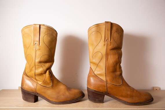 Botas Cowboy Hombre Vintage Tan Brown Size 11 Piel Hombre | Etsy España