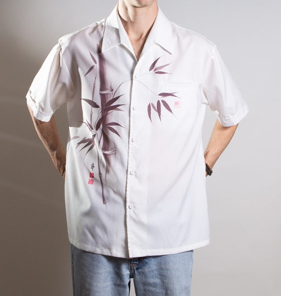 Vintage White Hawaiian Shirt - Large Size Men's 7… - image 2