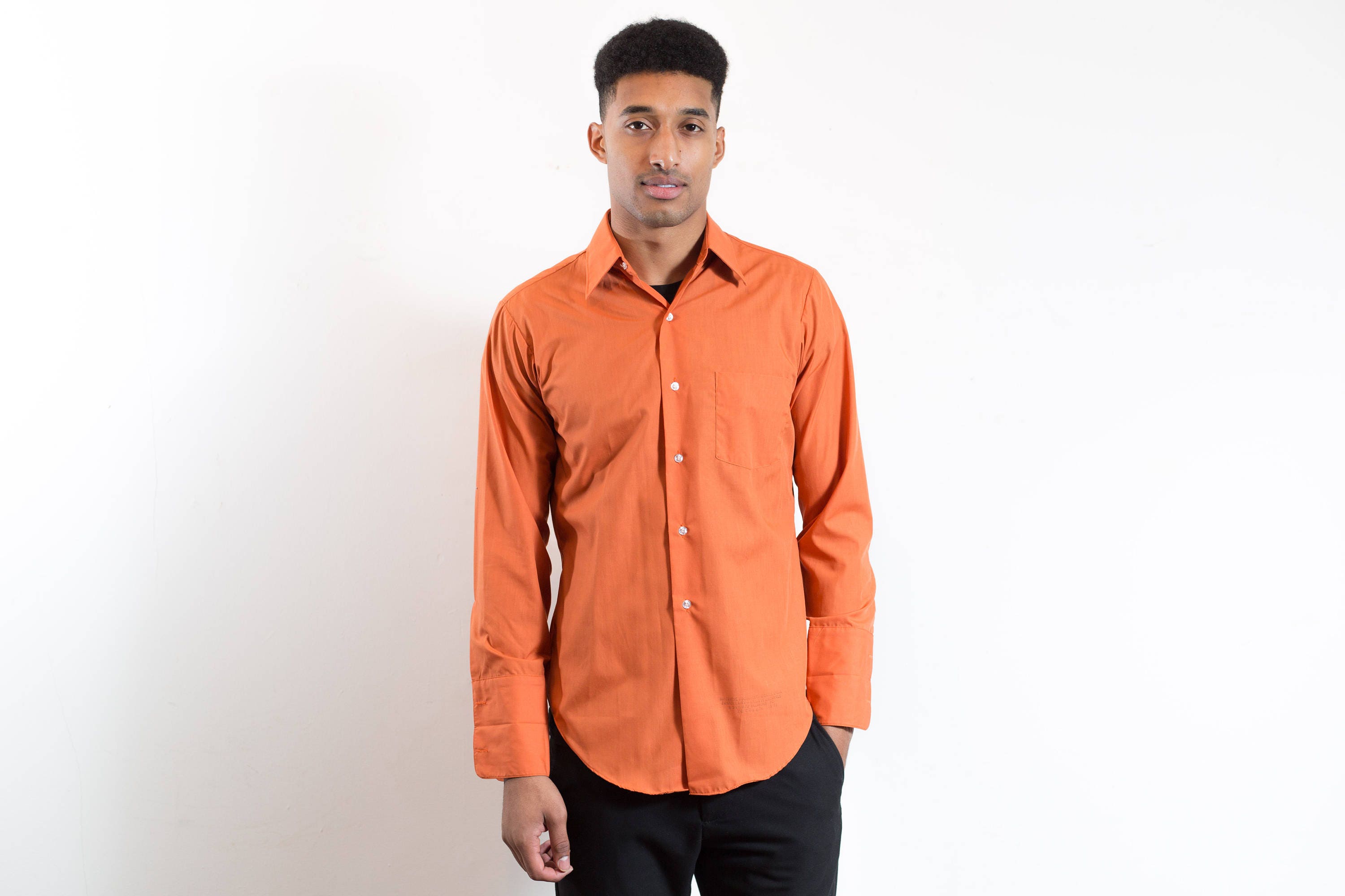 orange long sleeve dress shirt
