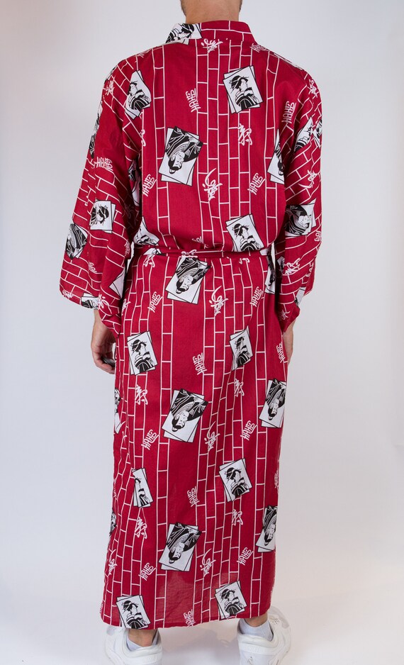 Vintage Japanese Robe - Medium Size Red Asian Dre… - image 4