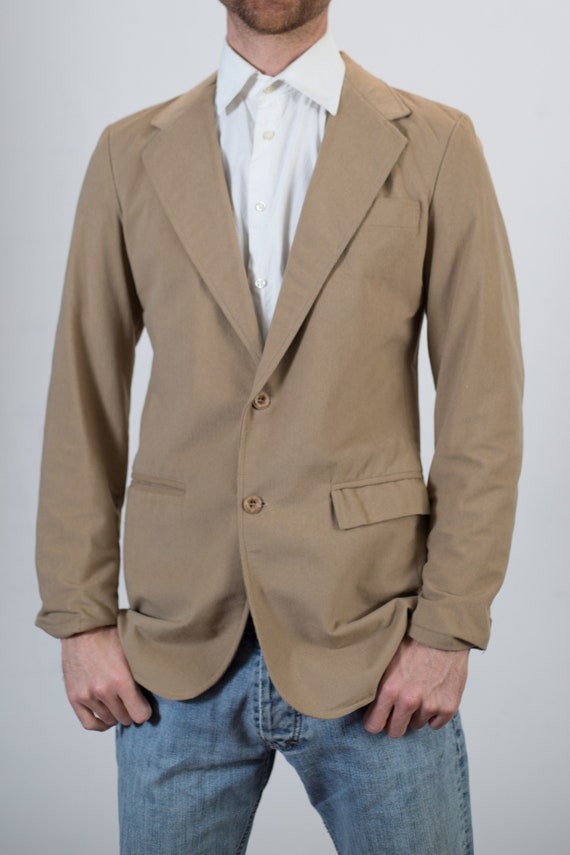 Vintage Beige Corduroy Blazer - Retro Mens Sports 