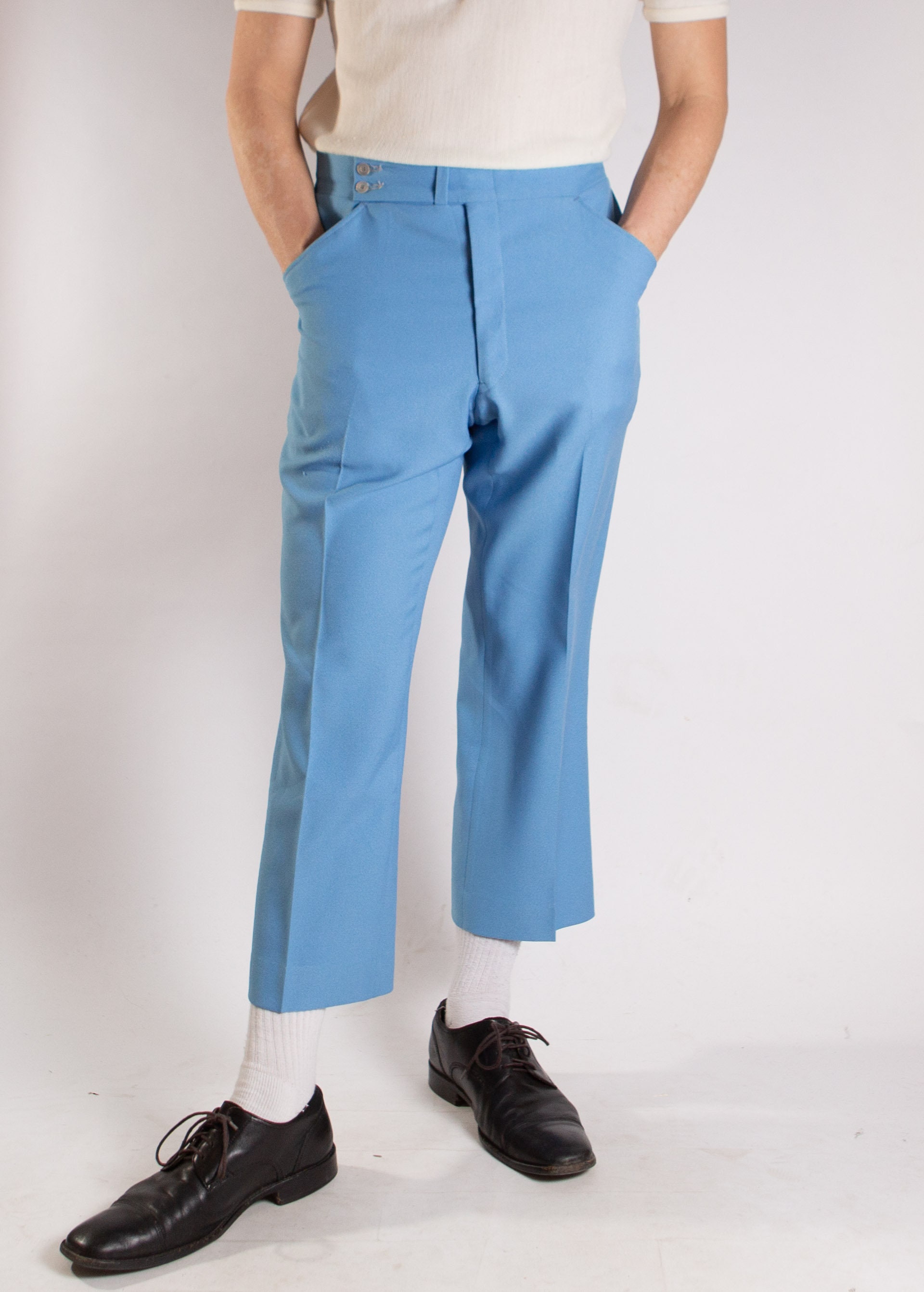 Vintage Blue Pants Mens 32W Baby Blue Slacks 70's Etsy