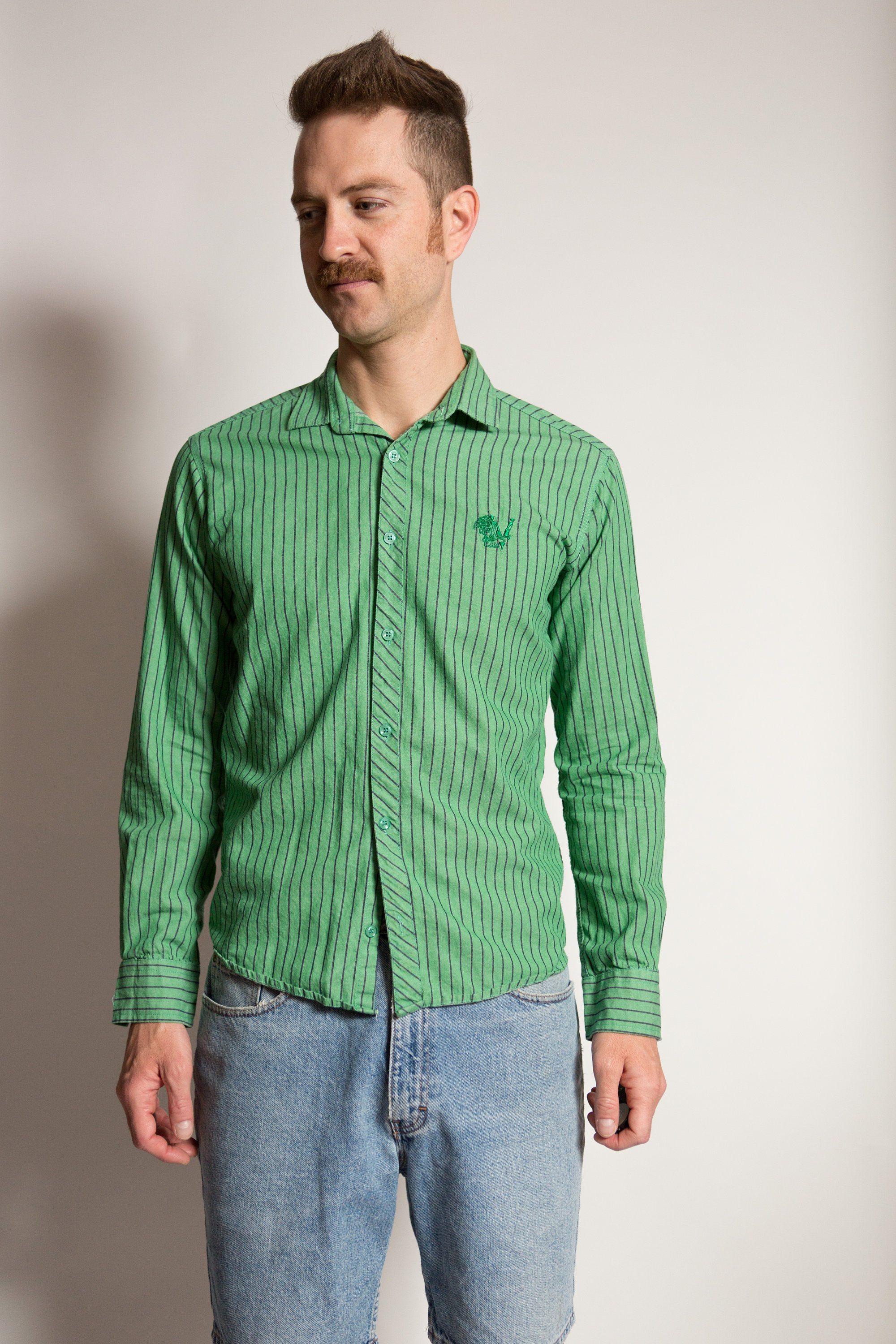 lezer Groene achtergrond partner Vintage Gianni Versace Shirt / 70s/80's Mens Designer Long - Etsy Sweden