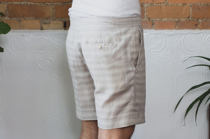 Vintage Grey Shorts Casual Preppy Dressy Office Summer Trunks Men/'s 34 Waist Size Striped Gray Pattern Shorts