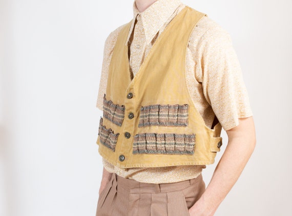 60's Hunting Vest - Men's Vinatge Large Size Beig… - image 1