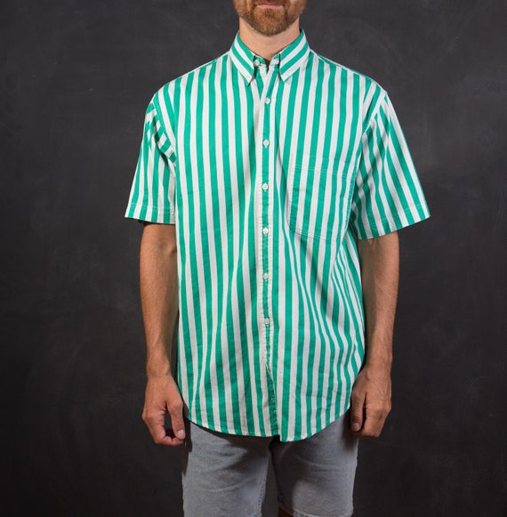 Vintage Striped Shirt / Mens Large Button up Casua