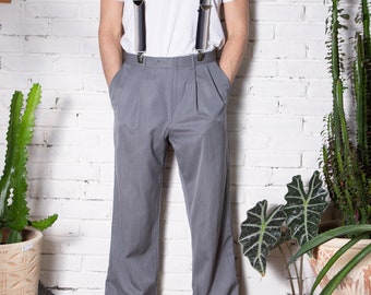 Pantalon vintage pour homme avec bretelles Pantalon de robe grise W33 Pantalons streetwear Evenement formel Pantalon de marie Groom groom Etsy France