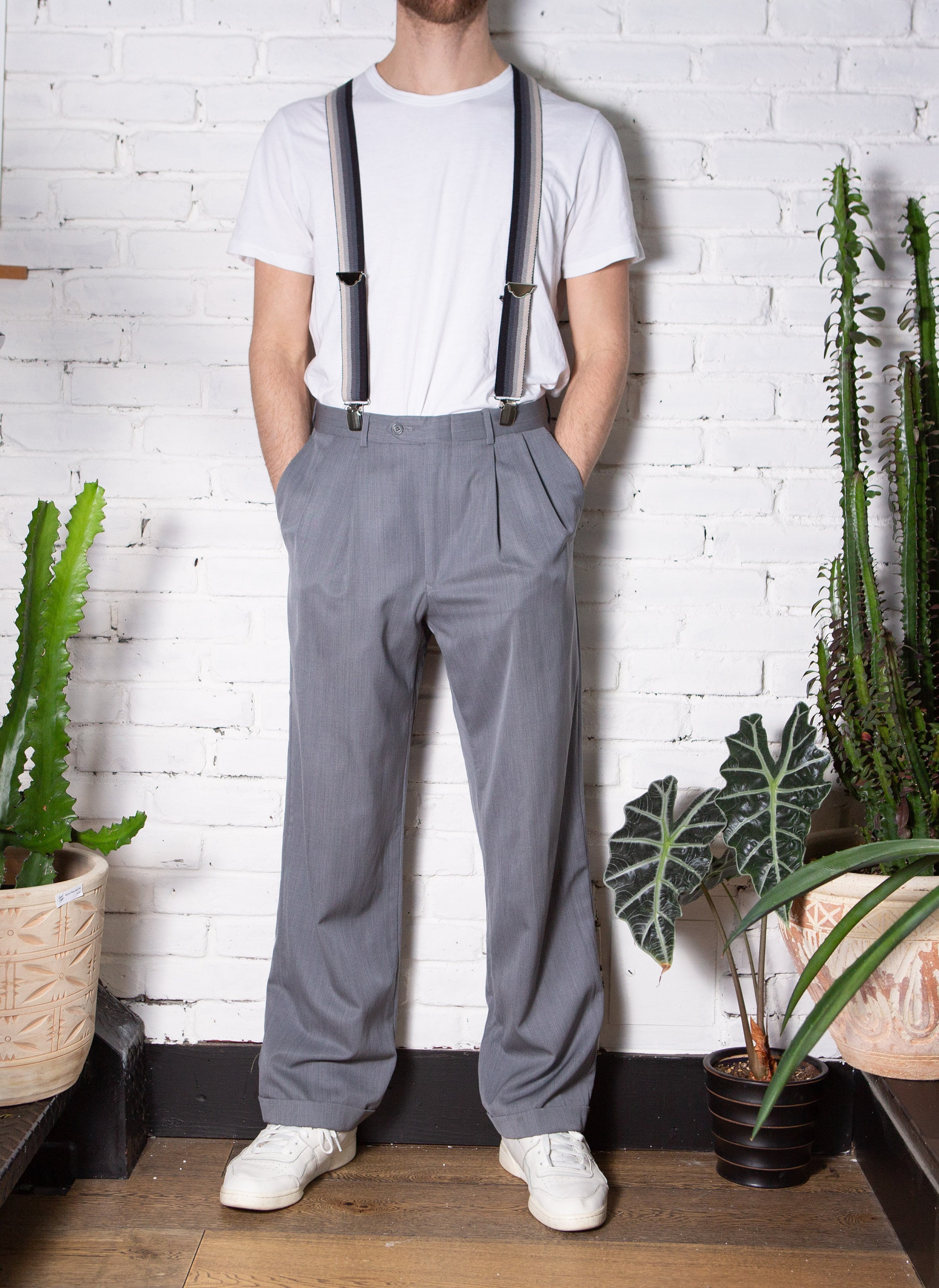 Vintage Mens Trousers With Suspenders W33 Grey Dress Pants Streetwear  Slacks Formal Event Wedding Groom / Groomsman Pants -  Canada