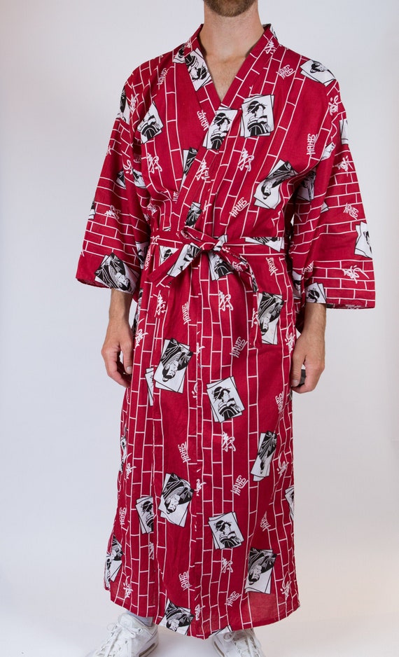 Vintage Japanese Robe - Medium Size Red Asian Dre… - image 1