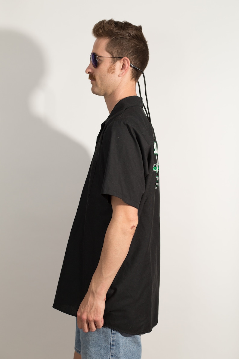 Men/'s Large Size Button Down Short Sleeve Shirt Buffalo Airways shirt Northwest Territories Vintage Black Airplane Shirt