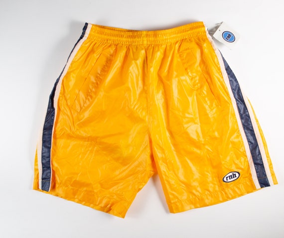 90's / Y2K Yellow Gym Shorts 28 Small Size Vintage Sports / Athletic Shorts  Men's / Women's Retro Trunks Shiny Track Shorts 