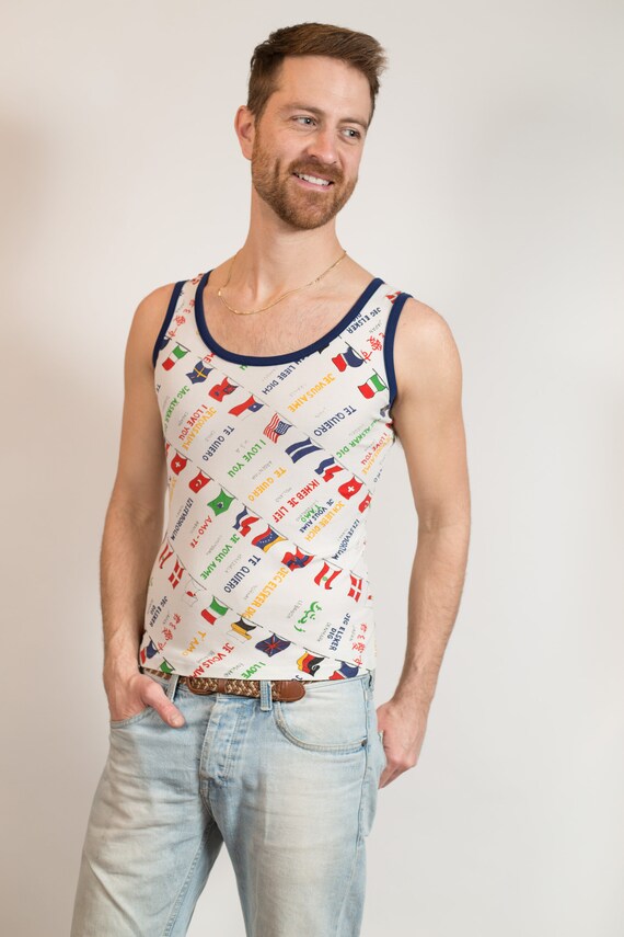 Vintage Mens Tank- XS Size White Volleyball Beach… - image 2