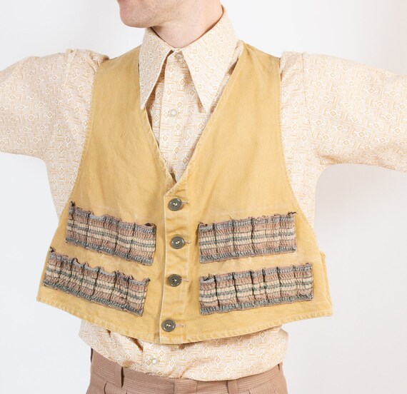 60's Hunting Vest - Men's Vinatge Large Size Beig… - image 5