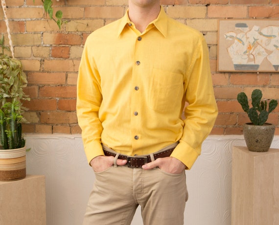 Vintage Yellow Shirt Men's 90's Medium 