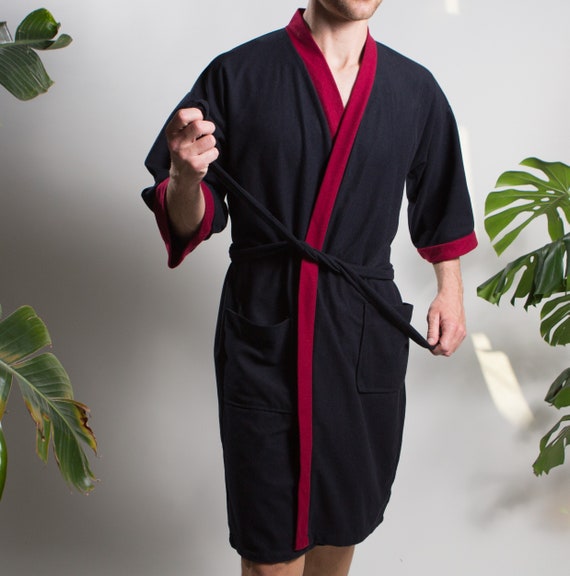 Men's Vintage Robe - Medium Size Blue and Red Lou… - image 1