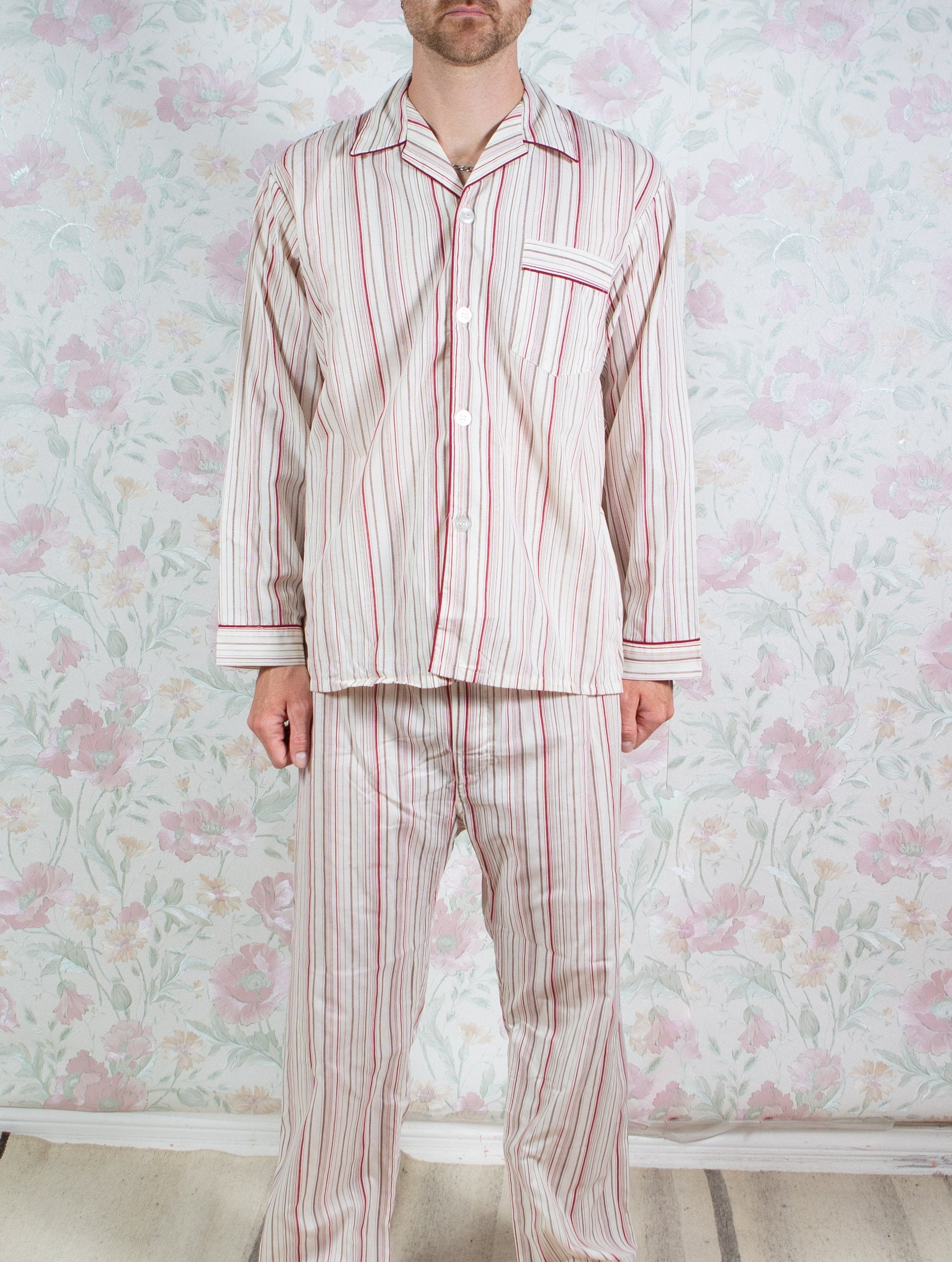 Kocabey Vintage 70s Mens Striped Pajamas . Pjs Printed Cotton Shirt Pants  Retro -  Israel