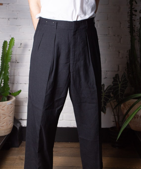 1940's/50's Vintage Men's Dark Grey Pants with Su… - image 7