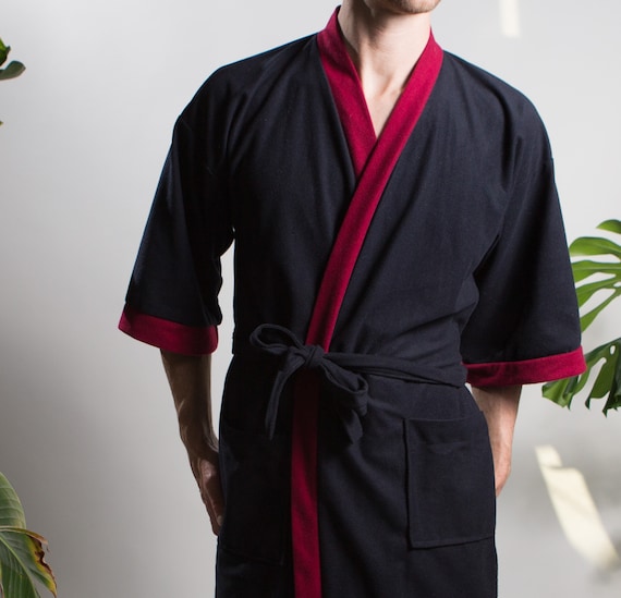 Men's Vintage Robe - Medium Size Blue and Red Lou… - image 2