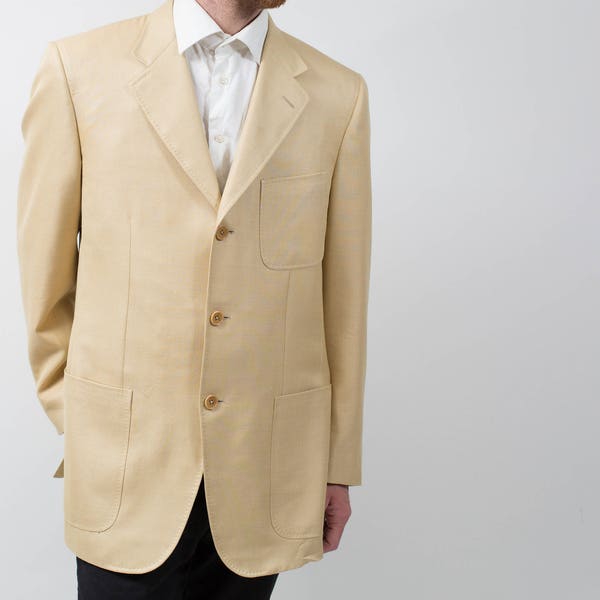 Mens  Ravazzolo Sports Jacket Blazer / Vintage Large Beige Camel "Arte Della Sartoria" Suit Coat