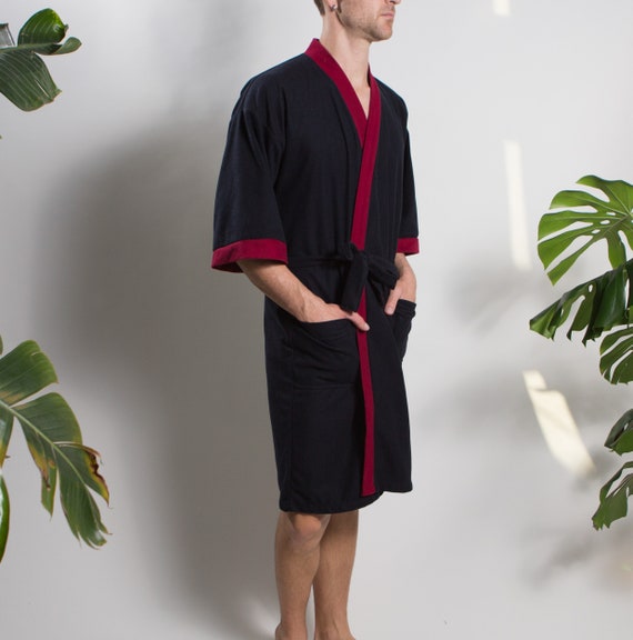 Men's Vintage Robe - Medium Size Blue and Red Lou… - image 4