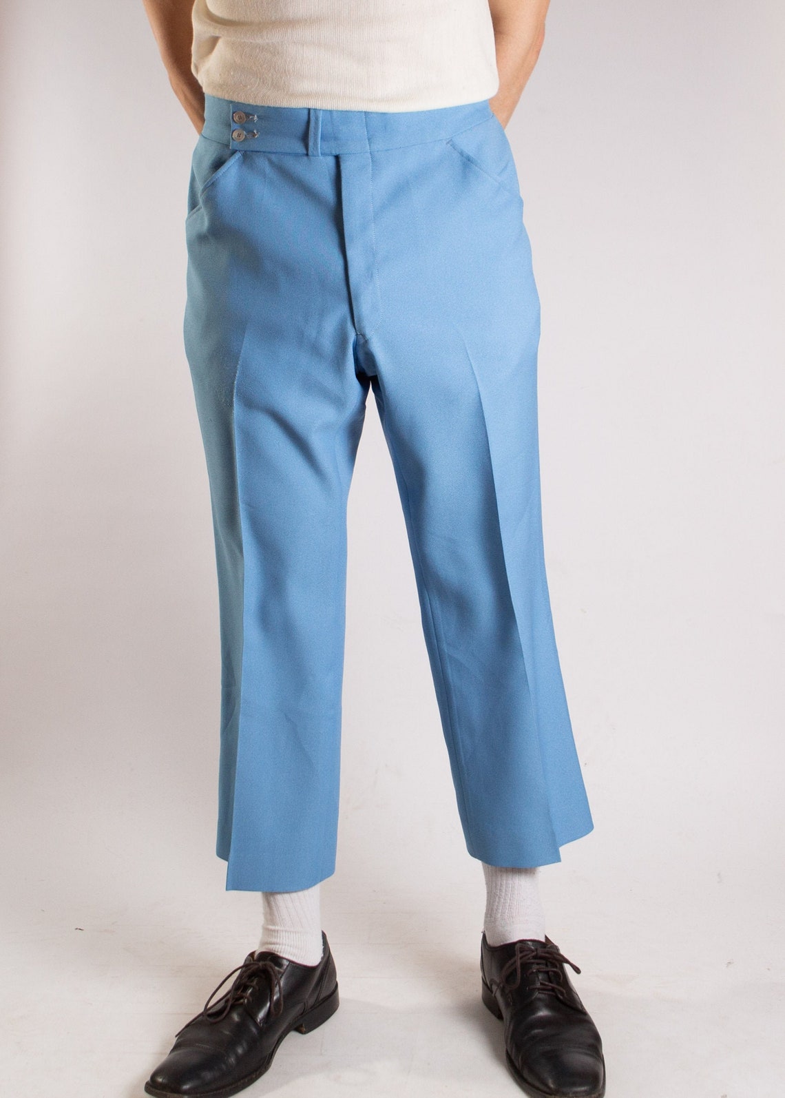 Vintage Blue Pants Mens 32W Baby Blue Slacks 70's Etsy