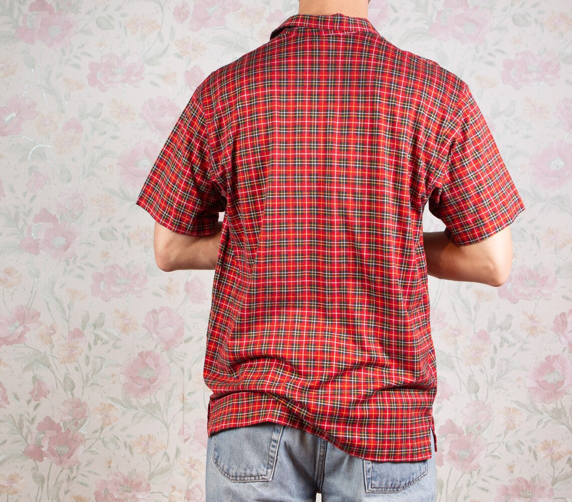 red plaid polo button down red plaid polo button down