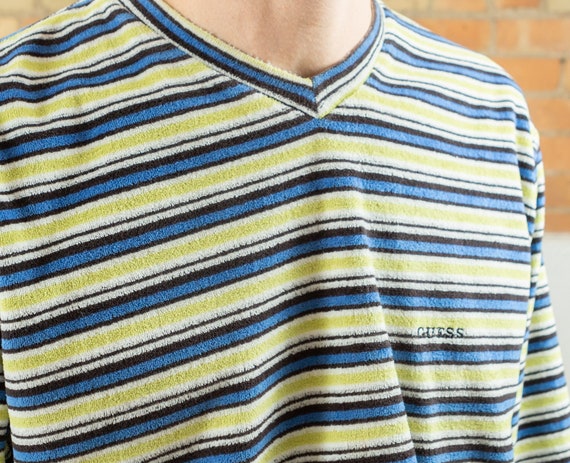 70's Style Velour Long Sleeve Shirt Vintage Men's Medium 80's Blue