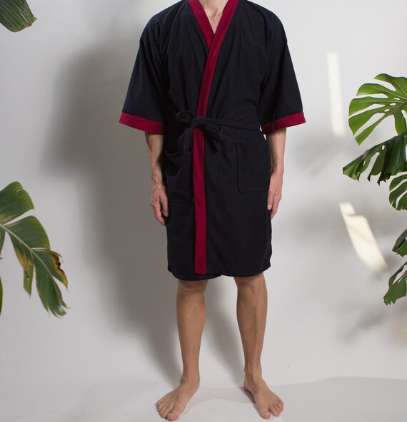 Men's Vintage Robe - Medium Size Blue and Red Lou… - image 3