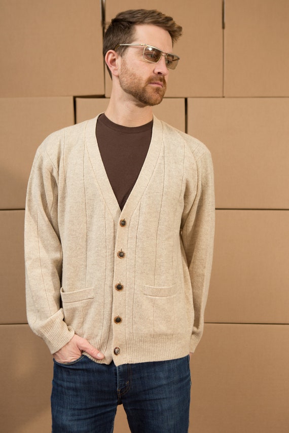 beige wool cardigan
