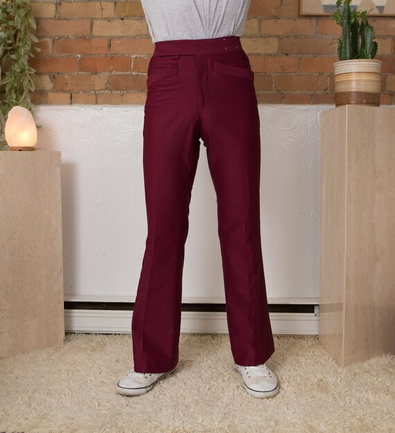 Vintage Red Men's Pants - 1970's Maroon / Merlot W