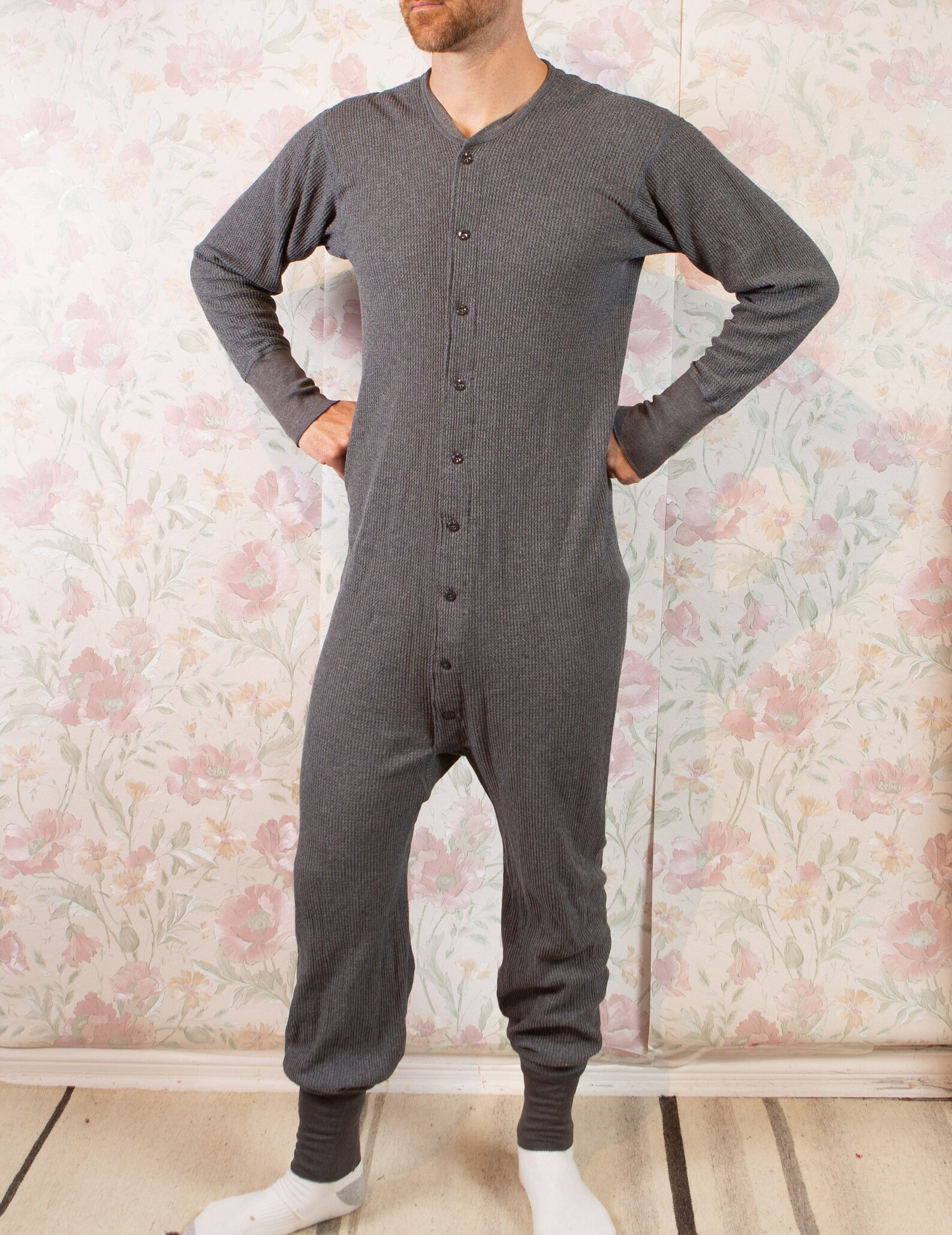 Men's Grey Union Suit / Onesie Large Size Etsy