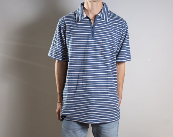 Men's Polo Shirt - Vintage 90's Medium Size Blue … - image 1