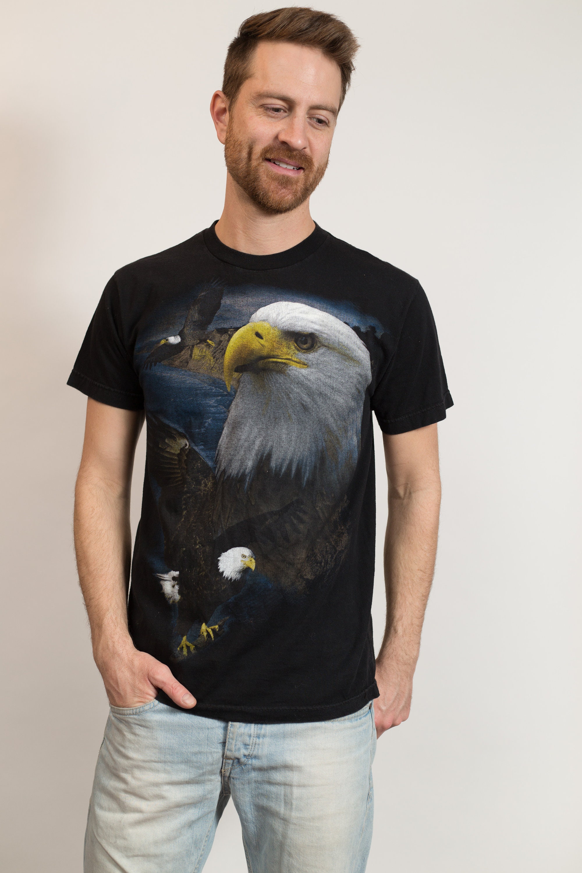 Vintage Men's Eagle T-Shirt Black Colored Small Size | Etsy