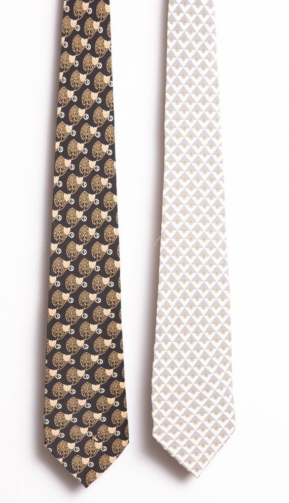 Vintage Krizia Neckties with Geometric 80's Patte… - image 1