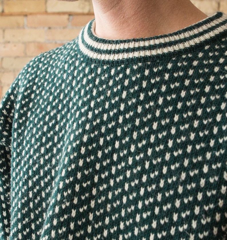 Norwegian Fashion Vintage Men/'s Knit Roots Sweater Large Size Green Geometric Scandinavian Nordic Pullover Jumper