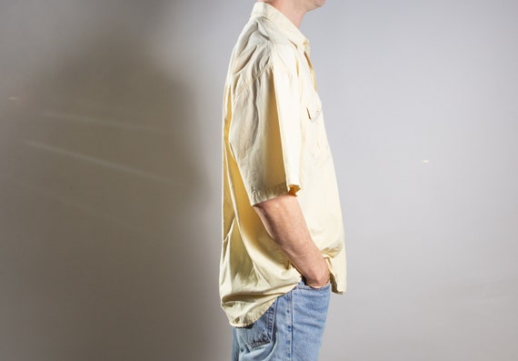 Vintage Yellow Shirt - 90's Men's Large Size Butt… - image 6