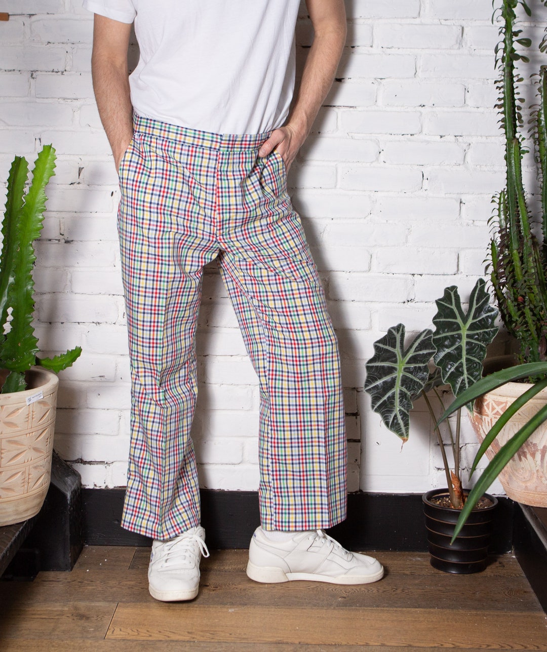 Mens pink hotsell plaid pants