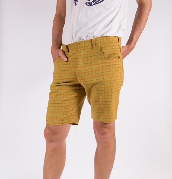 Vintage Plaid Shorts - Olive Green 34" Regular Men