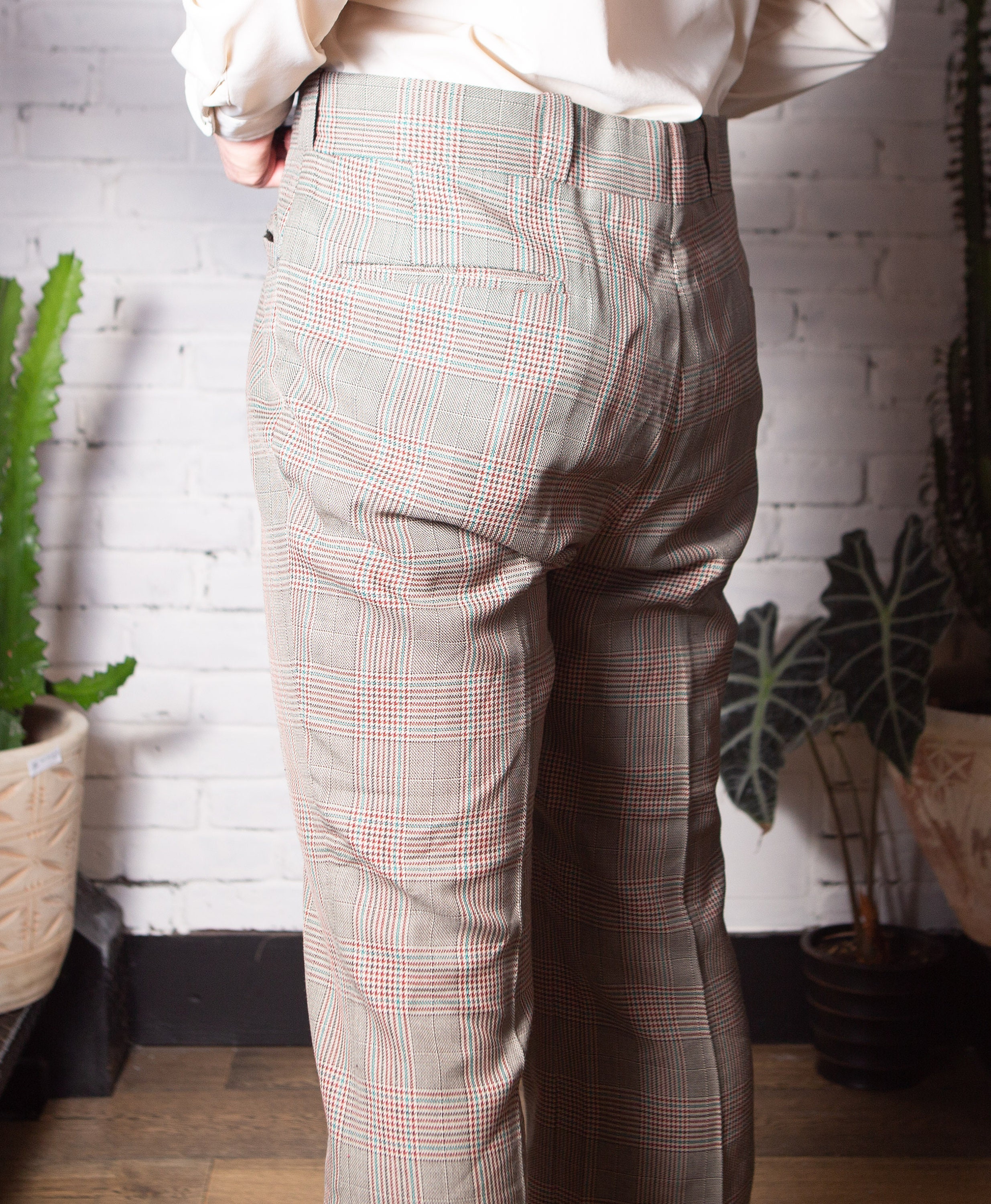Men's VTG 1970s NOS Green Polyester Western Pants Sz 28x37