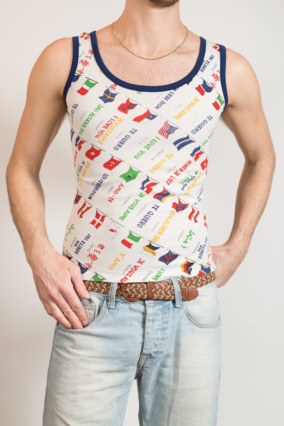 Vintage Mens Tank- XS Size White Volleyball Beach… - image 3