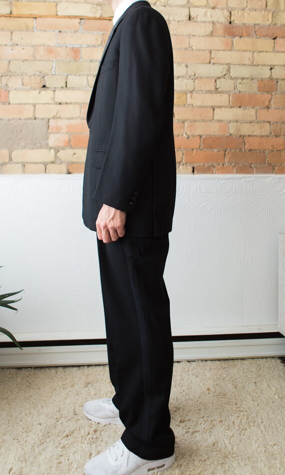 Vintage Men's Tuxedo - 3-piece Solid Black Wool S… - image 4