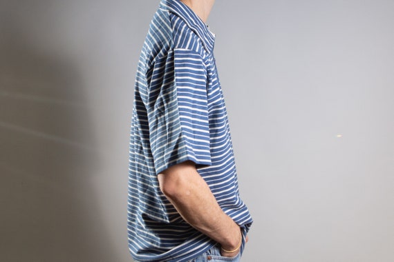 Men's Polo Shirt - Vintage 90's Medium Size Blue … - image 5