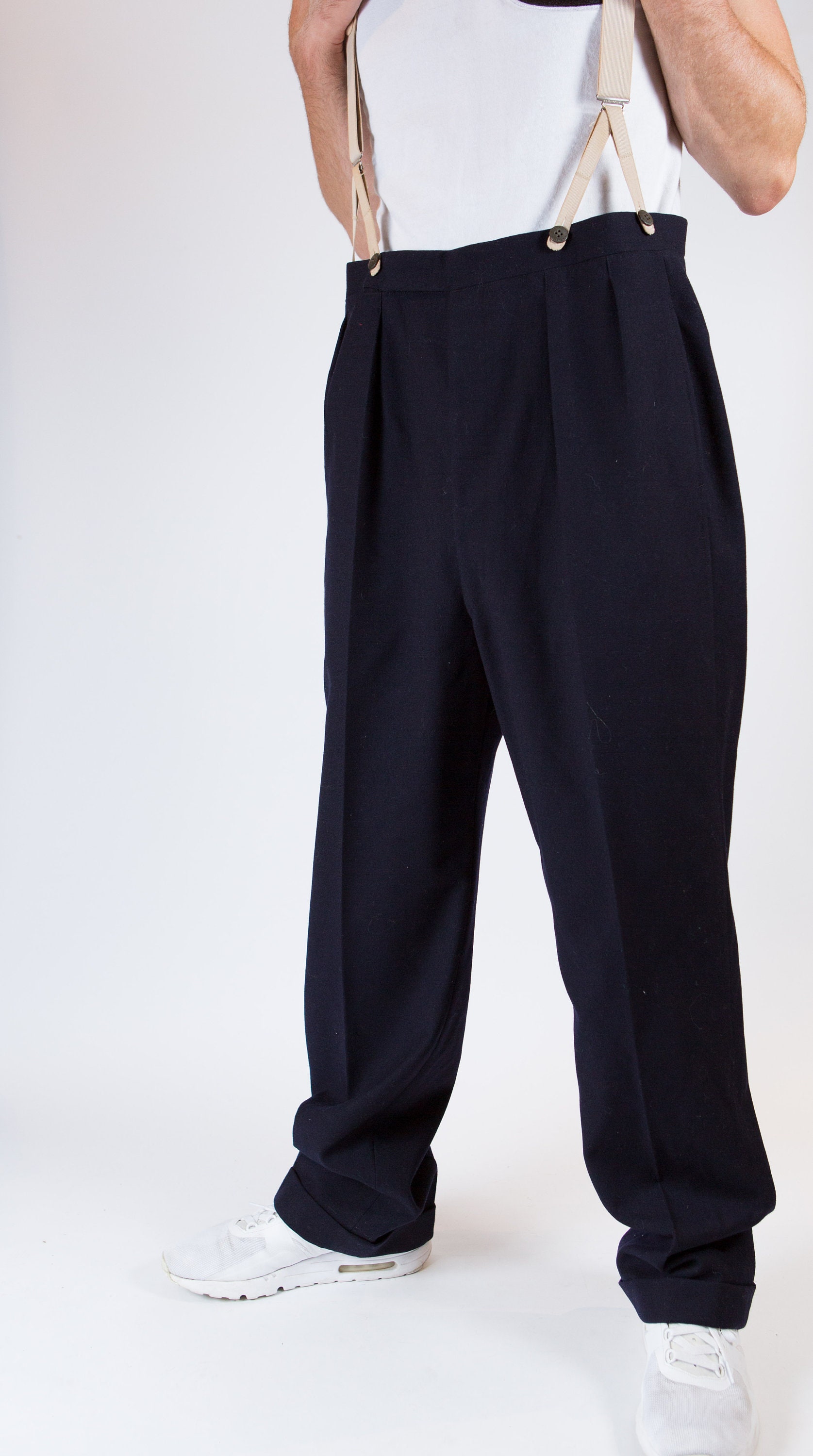 Pantalones vintage de 1940/50 vintage de hombre azul oscuro Etsy