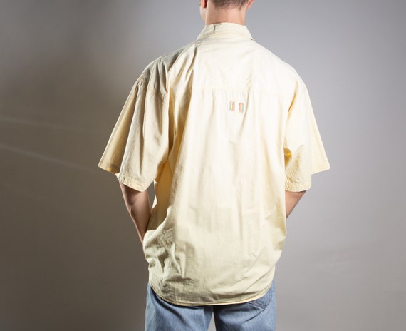 Vintage Yellow Shirt - 90's Men's Large Size Butt… - image 7