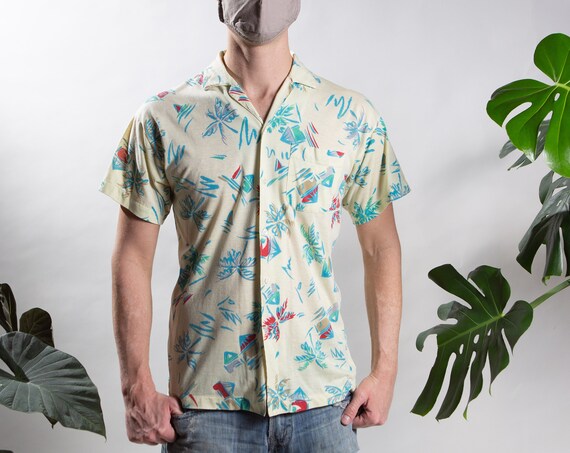 Vintage 80/'s Paradise Bay Aloha Hawaiian Shirt 3XL Short Sleeve Button Down Camp Casual Tiki Bar Lounge Hipster Street Wear Floral Tiki