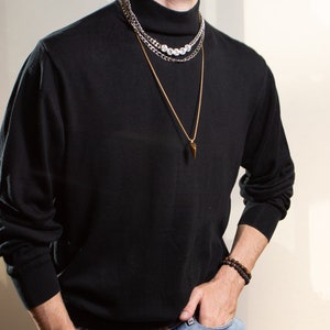 Vintage Mock Turtleneck Sweater Men s Unisex Medium Size Black