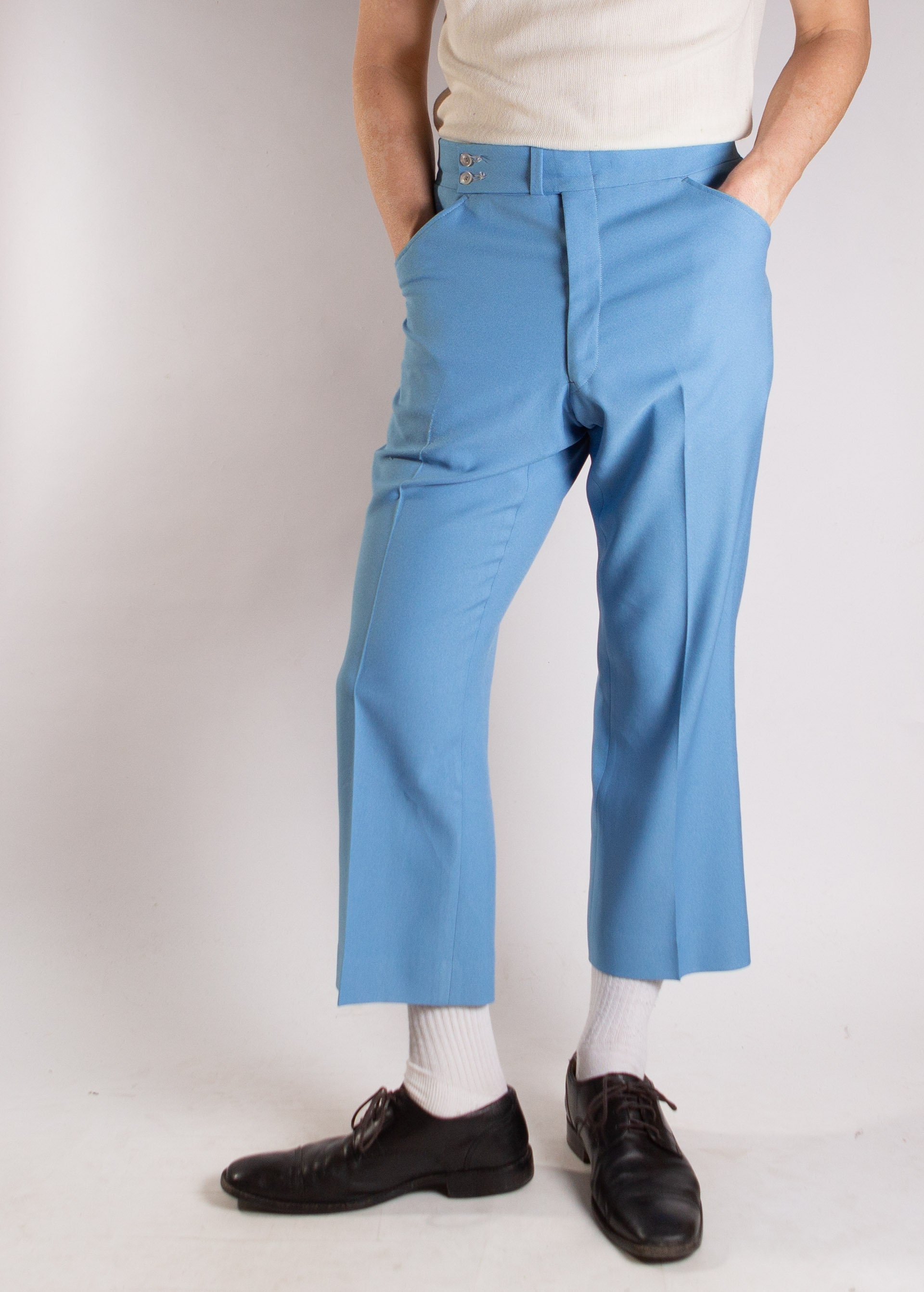Vintage Blue Pants Mens 32W Baby Blue Slacks 70's Etsy