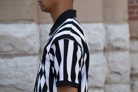 Men's 70's Striped Polo Shirt - Black and White F… - image 8